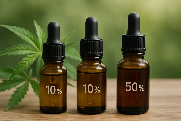 Verschillende concentraties van CBD olie